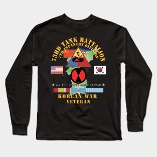 73rd Tank Battalion, 7th Infantry Div - VS NK - China, Korean War w Korea Map Green  X 300 Long Sleeve T-Shirt